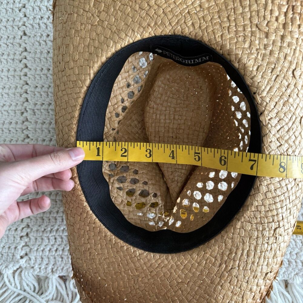 Peter Grimm Cowboy Hat Woven Straw Paper One Size Open Weave Tea Stain Tan Brown - Picture 3 of 11
